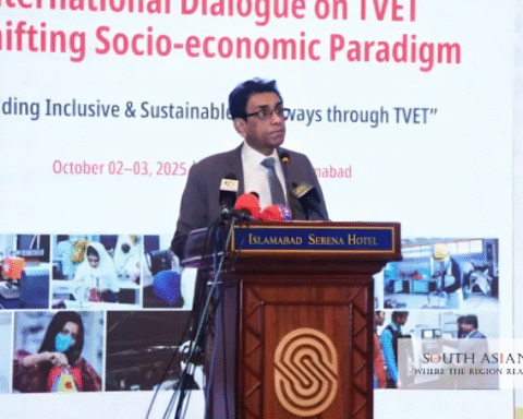 Pakistan Skilled Workforce talks during a media talk